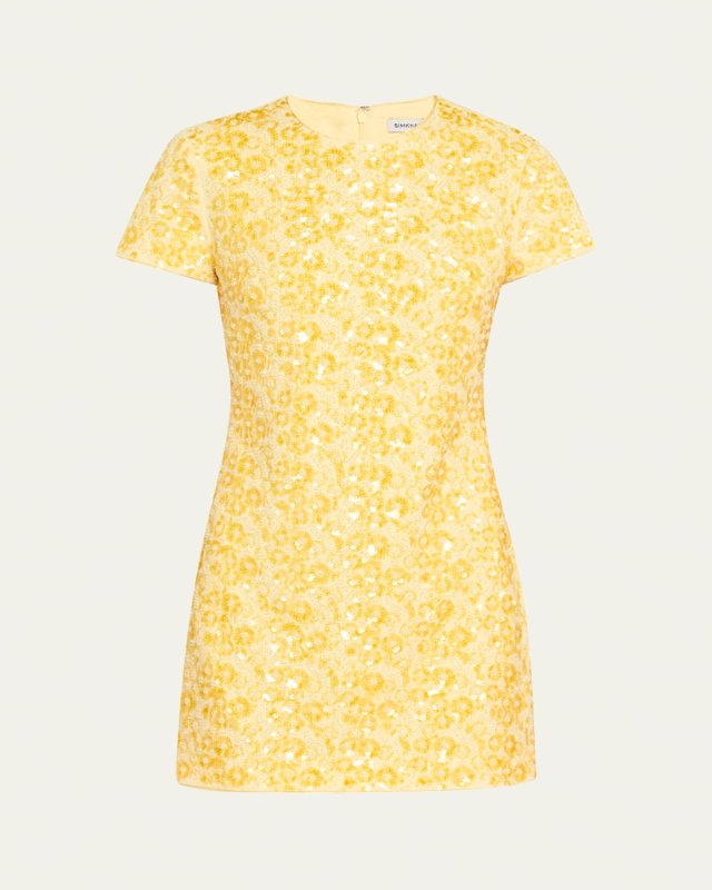 Clove Sequined Short-Sleeve Mini Dress